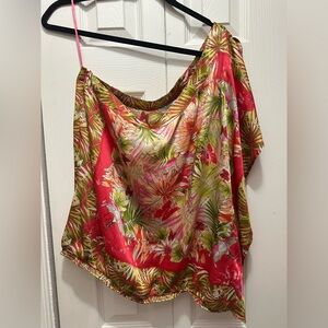 Cache Red and Green Floral Blouse size XL